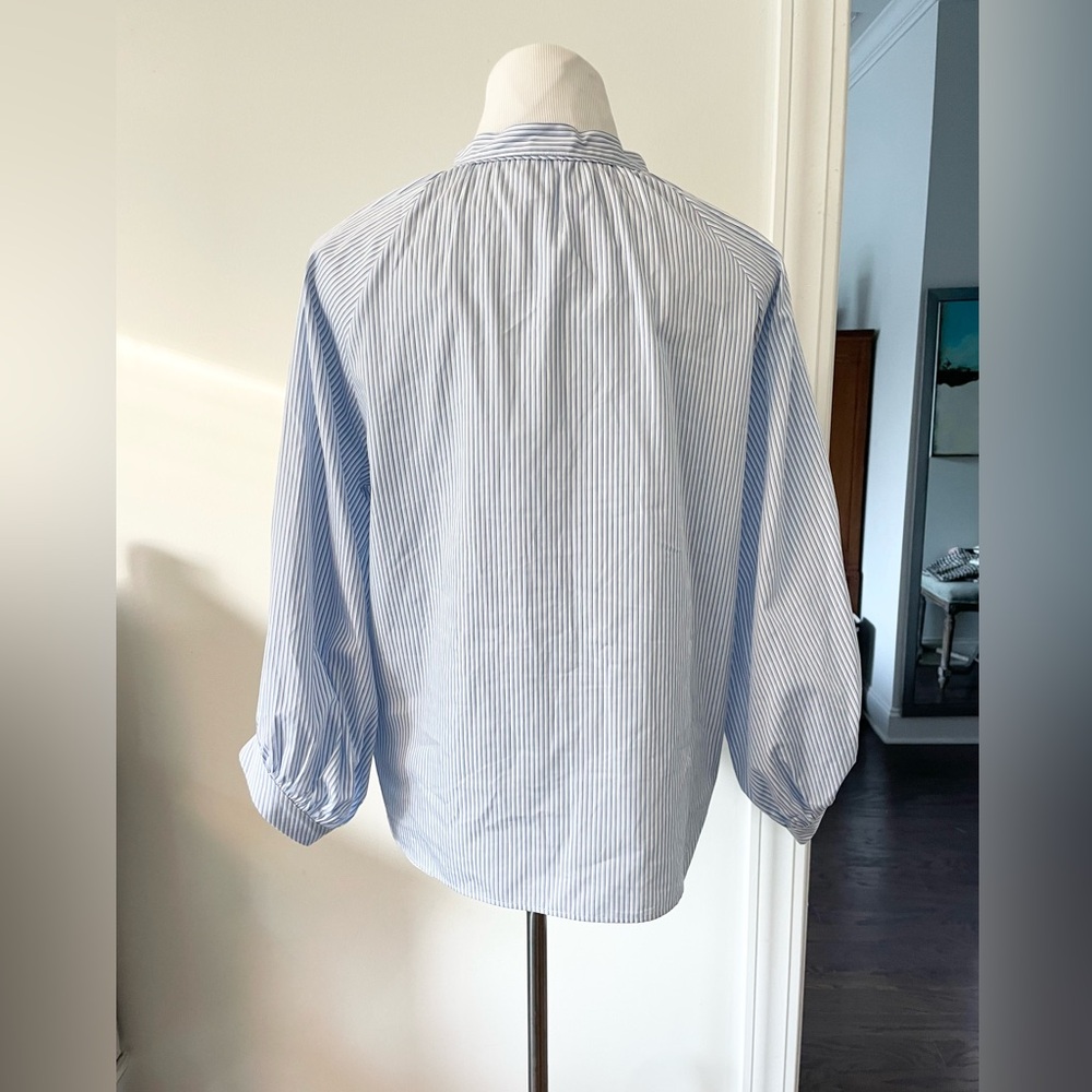 New! MARELLA SPORT COTTON STRIPED BLOUSE BLUE SIZE 2 - Picture 8 of 12